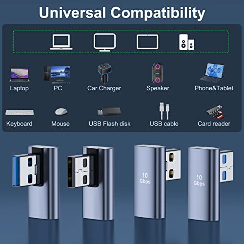 4 Pack USB 3.1 90 Degree Adapter【2*Left Angle】&【2*Right Angle】 USB A Male to ... gallery