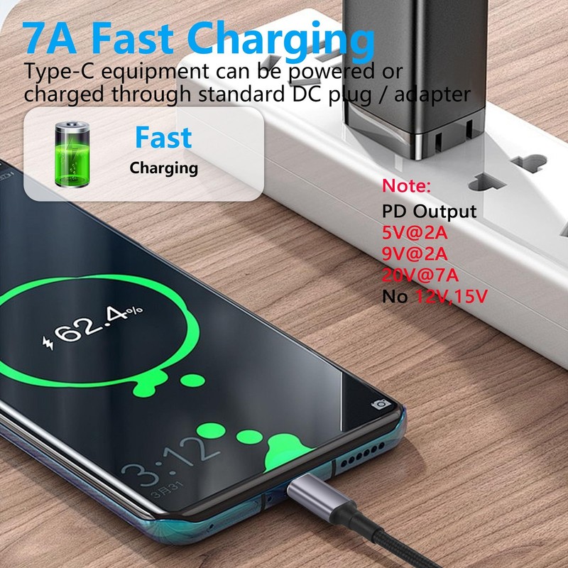 PD 140W DC7450 to USB C Cable DC 7.4mm x 5.0mm Female(7.4 x 0.6mm) Input to T... gallery