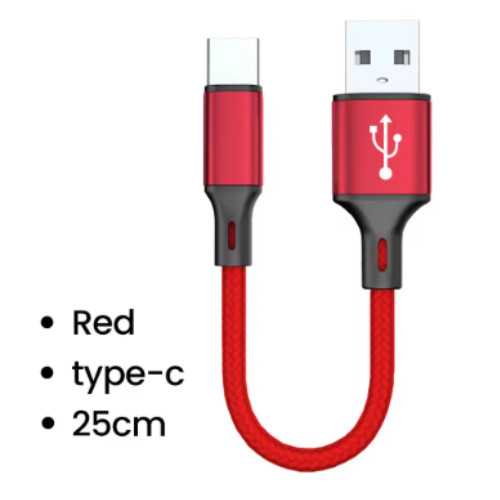 Short USB-C Fast Charging Cable 25cm | Type-C to USB-A Charger Cord for Android gallery