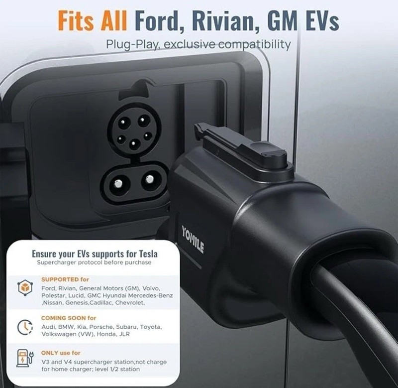 NACS to CCS1 EV Charging Adapter, Tesla Supercharger, Ford, Rivian, GM, New gallery