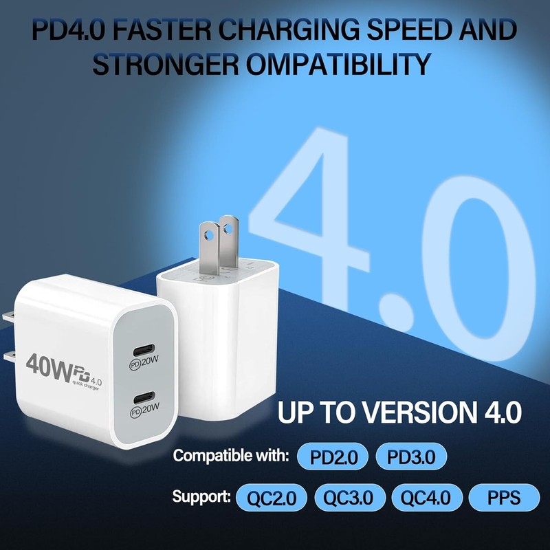 40W USB C Wall Charger Block For iPhone Type C Fast Charging Cube Brick Box Lot gallery