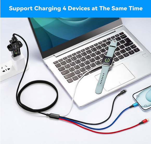 4-in-1 Apple Watch & iPhone Charger Cable 4FT USB-C Multi Charging Cord gallery