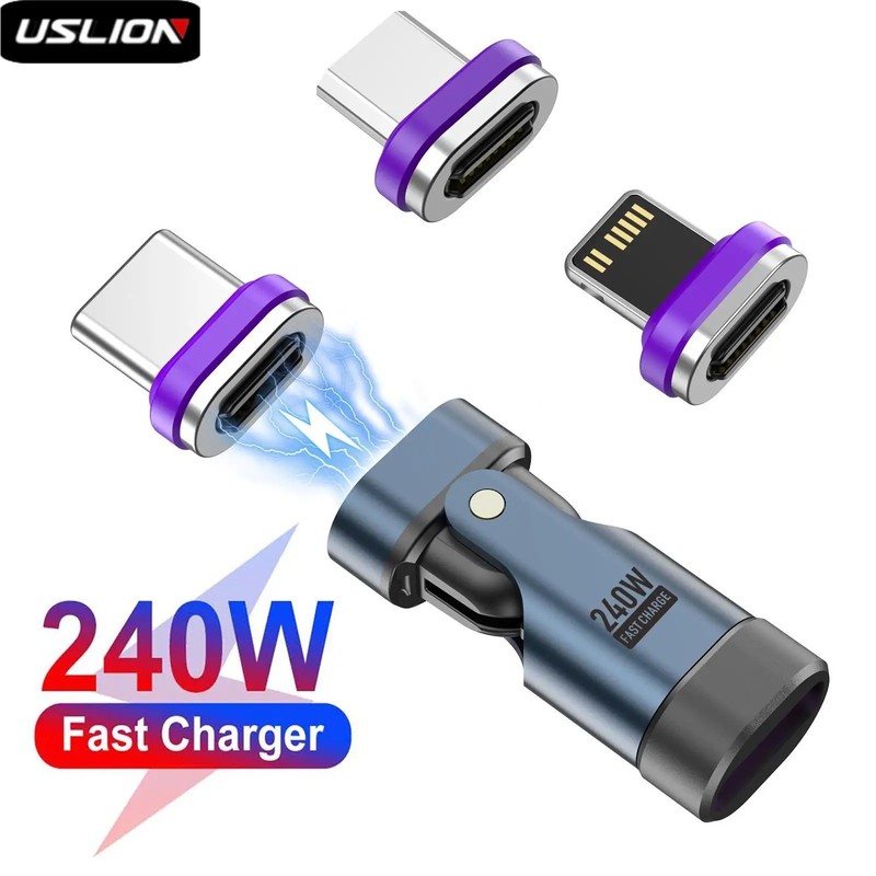 USLION 240W Type C Adapter USB-C to Type-C Fast Charging Cable Magnetic USB C gallery