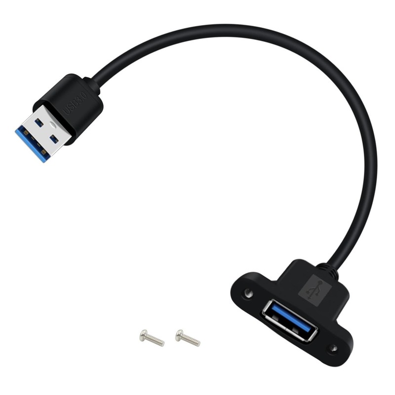 Panel Mount USB A 3.0 Extension Cable 5Gbps Data Power Lead 0.3 m/ 1 ft