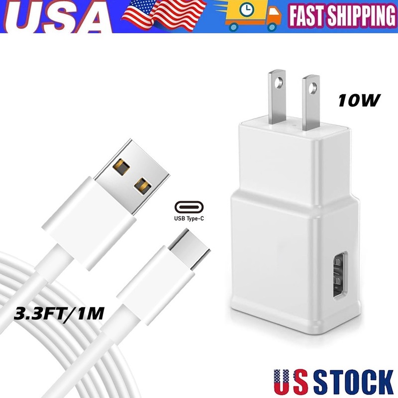 10W Charger Block for Samsung Phone Wall Charging with 3.3FT USBC Cable White