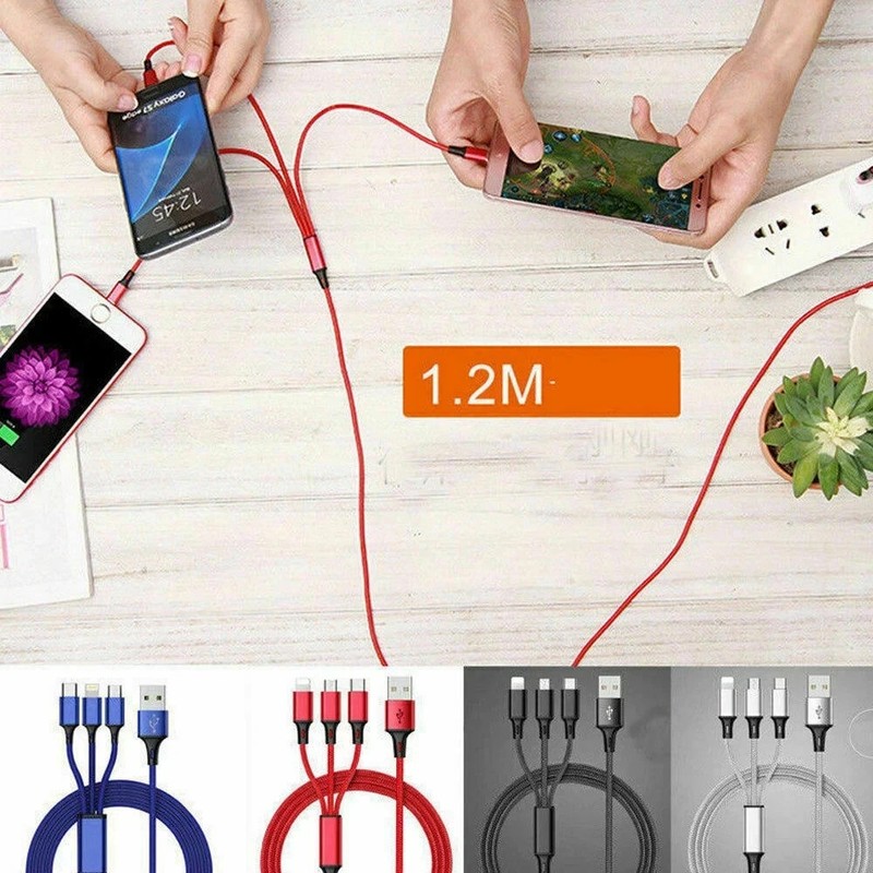 LOT NEW USB Charging Cable Universal 3 in 1 Multi Function Cell Phone Charger gallery