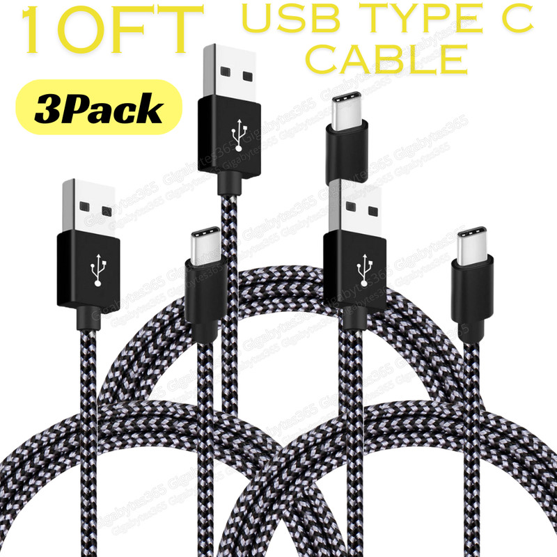 3X 10FT USB Type C Cable Fast Charger Long Cord For i-Phone15 16e 17 Samsung Lot