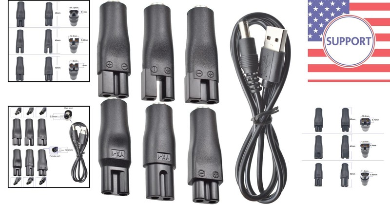Versatile 5V USB Adapter - 7 PCS for Electric Shavers and Beauty Instruments gallery