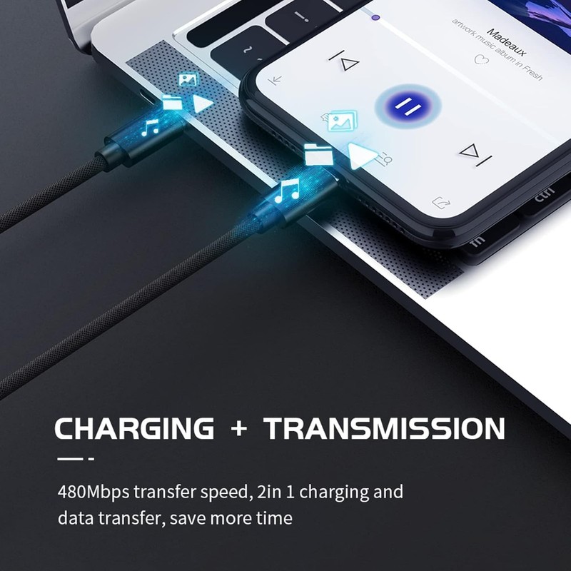 USB Type C to Micro 5V/2.4A Data & Sync Transfer OTG charging cable - Black Lot gallery
