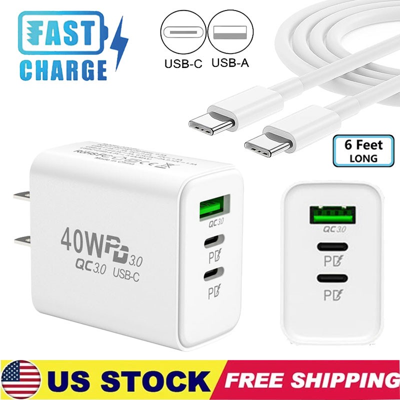 40W Fast Charging USB Type C Charger & Cable For iPhone Samsung Google Motorola gallery