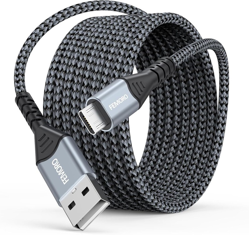 15ft Micro USB Cable Fast Charging Braided PS4 WyzeCam Android Kindle Pi3