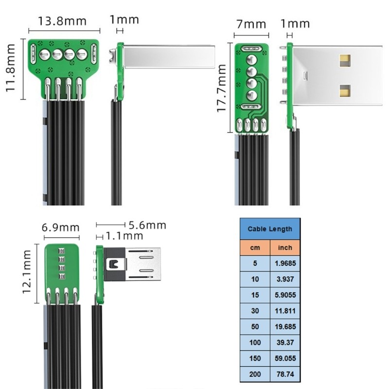 Right Angled USB to USB 5Pin Cable Silicone Flat Cord Suitable for Charging gallery