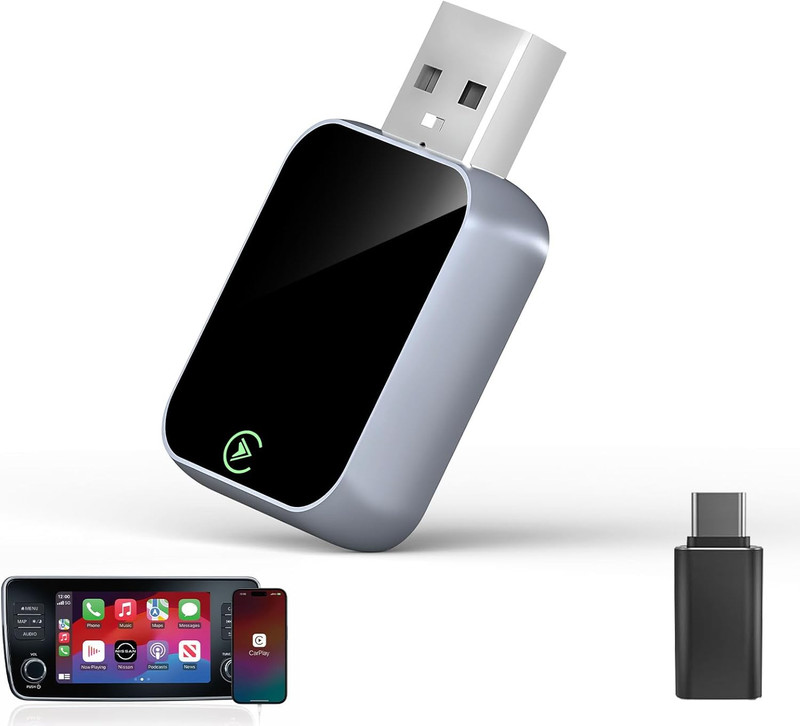 2026 Wireless CarPlay Adapter For iPhone No Audio Lag 5s Auto-Connect Convert
