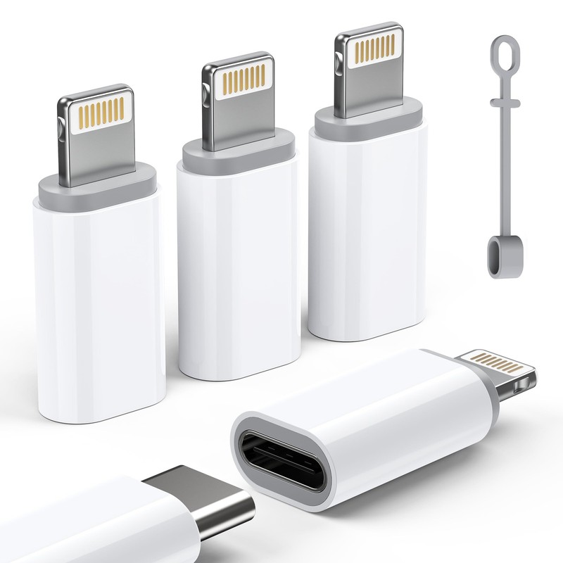 MFi Certified USB C to Lightning Adapter 4-Pack, 27W Fast 4 Pack, White