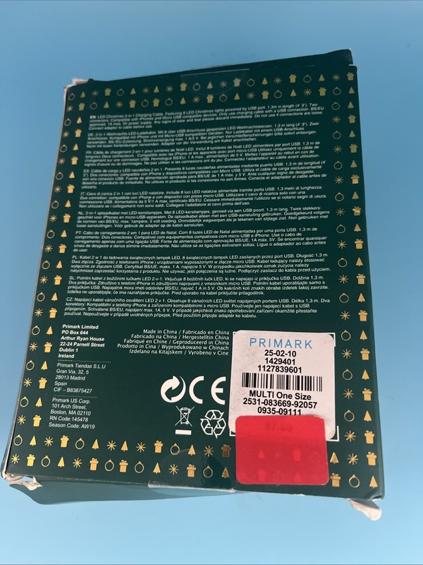 Primark LED Christmas 2 in 1 charging cable compatible with iphone & micro USB gallery