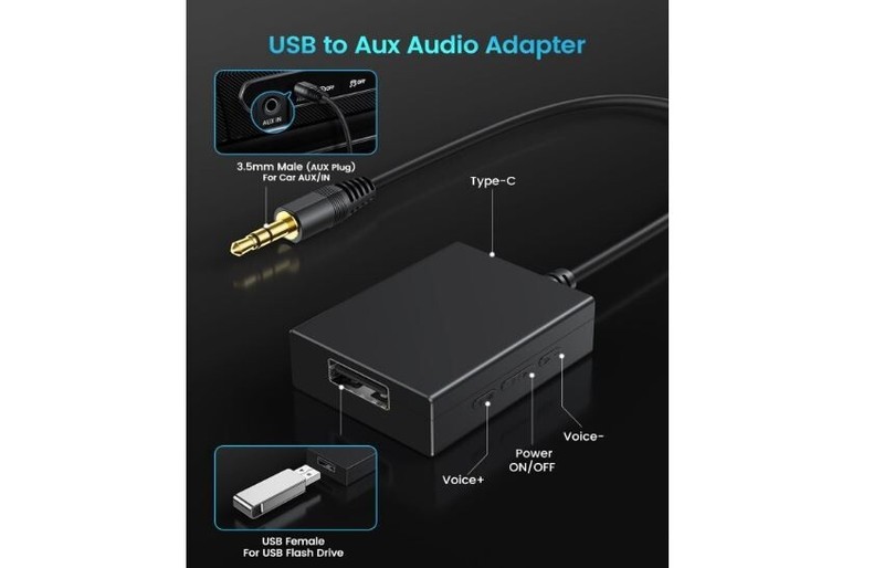 ANDTOBO USB to Aux Audio Adapter, 3.5mm Male to USB Female for Playing Music wit gallery