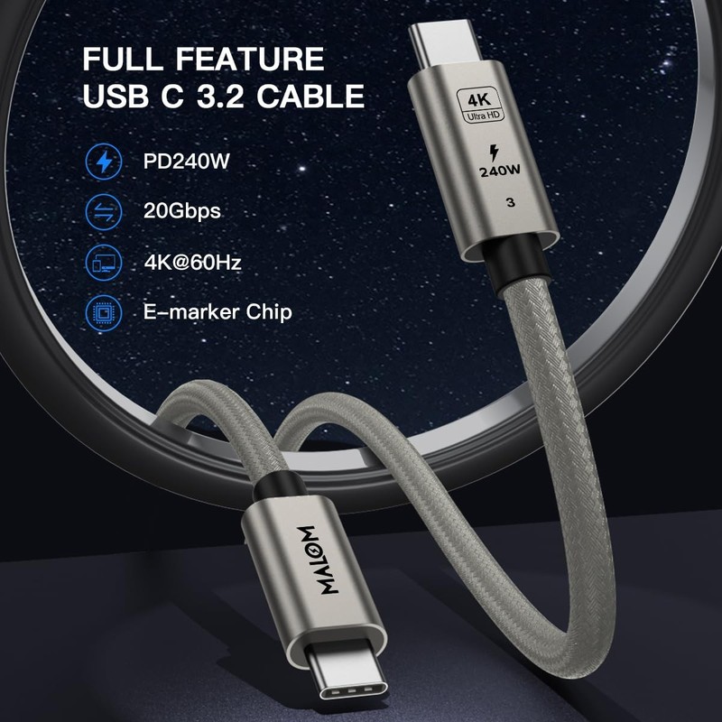 USB 3.2 Gen 2, 240W, USB C to USB C Cable,Fast Charging for MacBook /Air,iPad... gallery