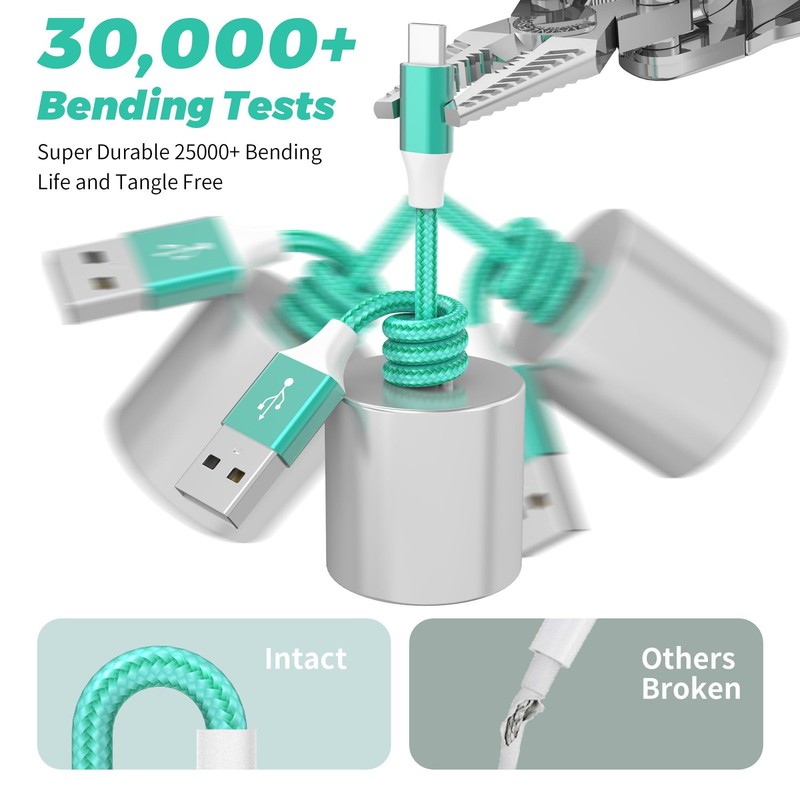 USB to USB Cable, 5 Pack(3/3/6/6/10FT) 3.1A Colored Nylon Braided Charger Fas... gallery