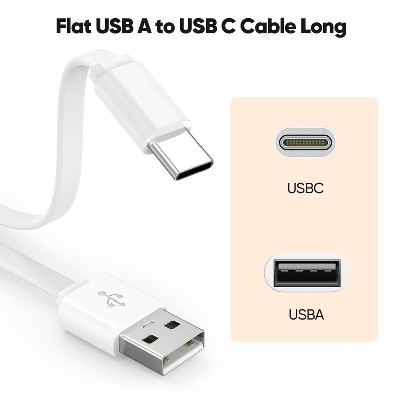 30FT USB A to C Cable 2-Pack, Flat Power Extension for CCTV, Compatible with Rin gallery