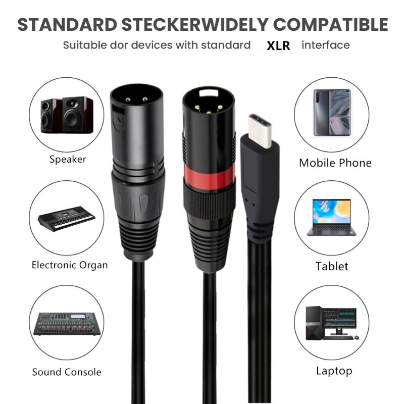 Solid USB C To 2XLR Male Adapter 3Pin Cable For Laptops And Sound Devices gallery