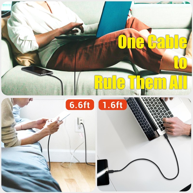 240W USB Cable 6.6FT High-Stretch Nylon Braided 5A Fast Charging Cord with iP... gallery