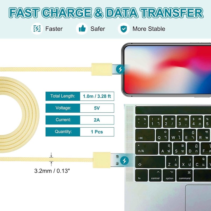 3.28ft USB Type C Charger Cable - Durable Braided Design for Multiple Devices gallery