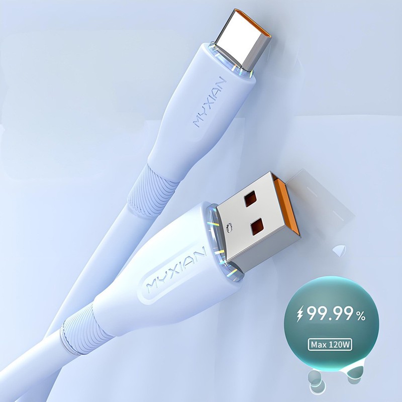 120W USB-A to USB-C Cable Braided Fast Charger 6A Type C Lead For Phone 0.25m~2m gallery