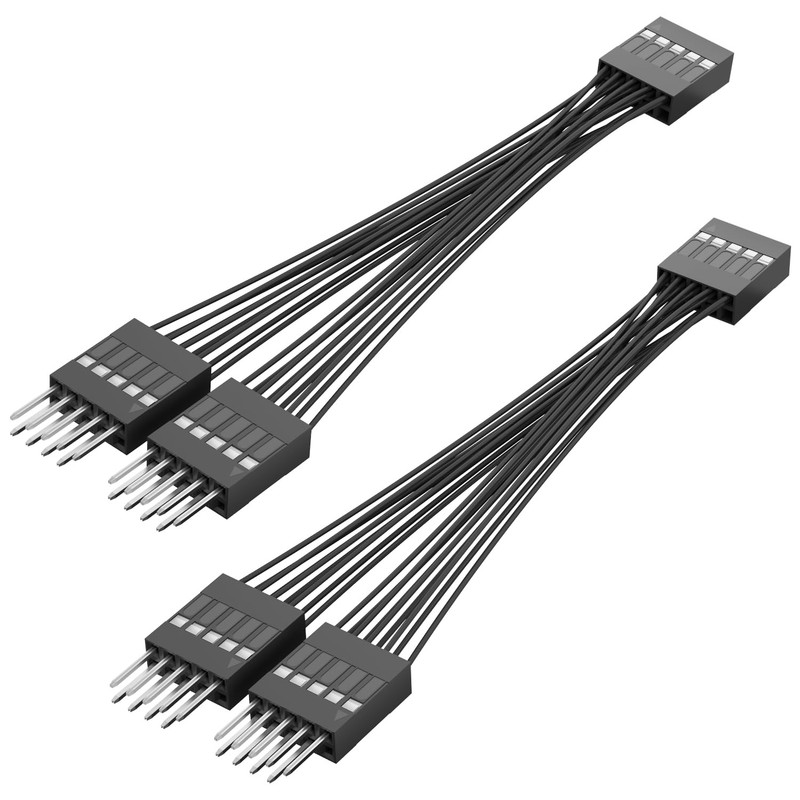 2 Pack Motherboard USB 2.0 Splitter to Dual 9 Pin Extension Cable, Internal U…