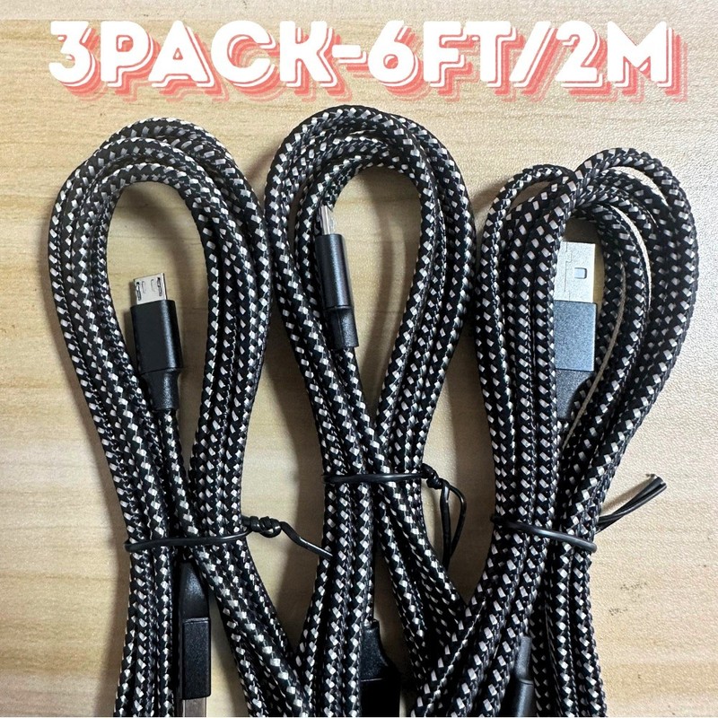3X 6ft Micro USB Fast Charging Cable Cord For Samsung Android Phone Charger LOT