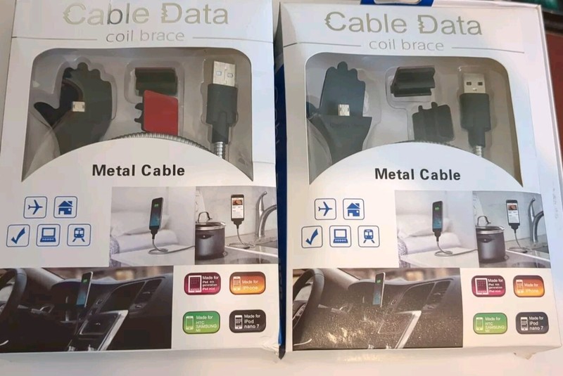 (Two Packs) Cable Data – Metal Cable Charger/Coil Brace – For Iphone and Android