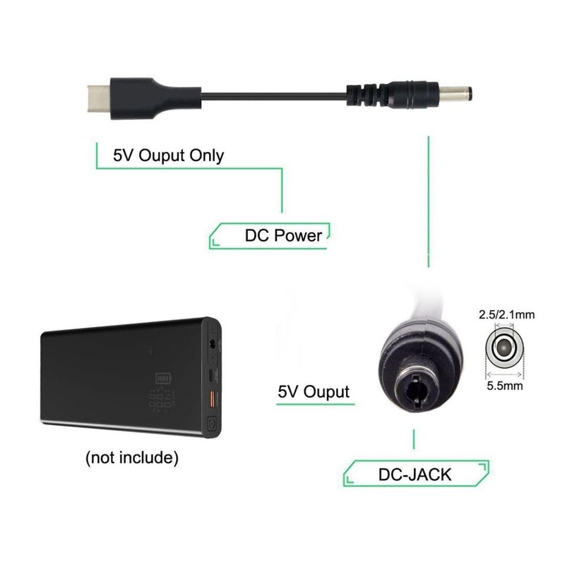 USB C to 5.5x2.5mm DC 5V Power Charge Extension Cable for Cell Phone Tablet gallery