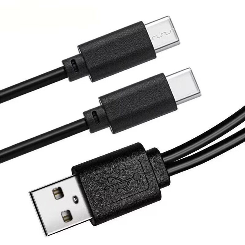 50cm USB Male To Dual 2X Type-C Male Plug Charger Power Y Cable