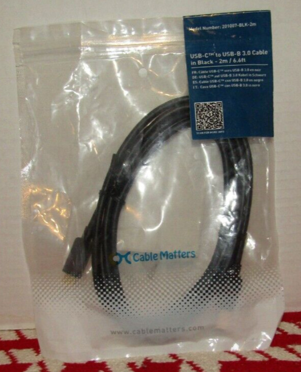 Cable Matters USB B to USB C Cable 6.6 Ft (USB C to USB B 3.0 Cable