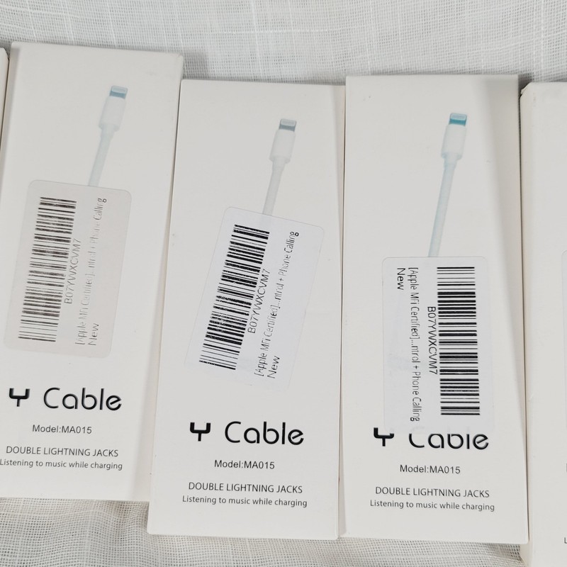 8 - Double Charging & Headset Y Cable Dongle For Apple Devices Bulk Lot gallery
