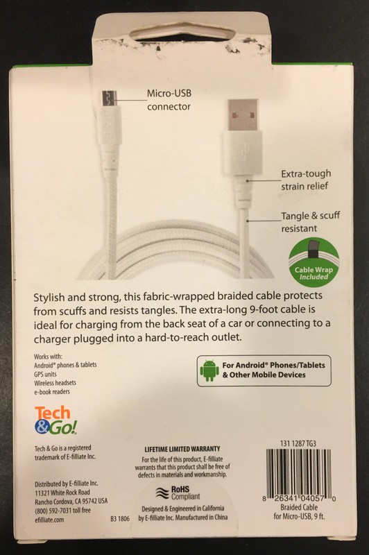 Tech & Go 9 Ft. Braided Cable For Micro-USB gallery