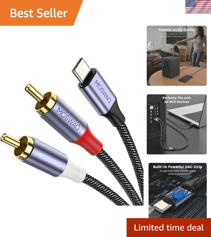 USB C to RCA Audio Cable 6.6FT – Ultra-Durable Braided Nylon for Superior Sound