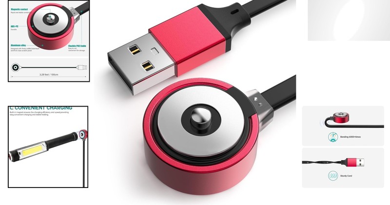 Compact 1M Magnetic USB Charger Cable for NEBO Torchy 2K & Swyvel Flashlight gallery