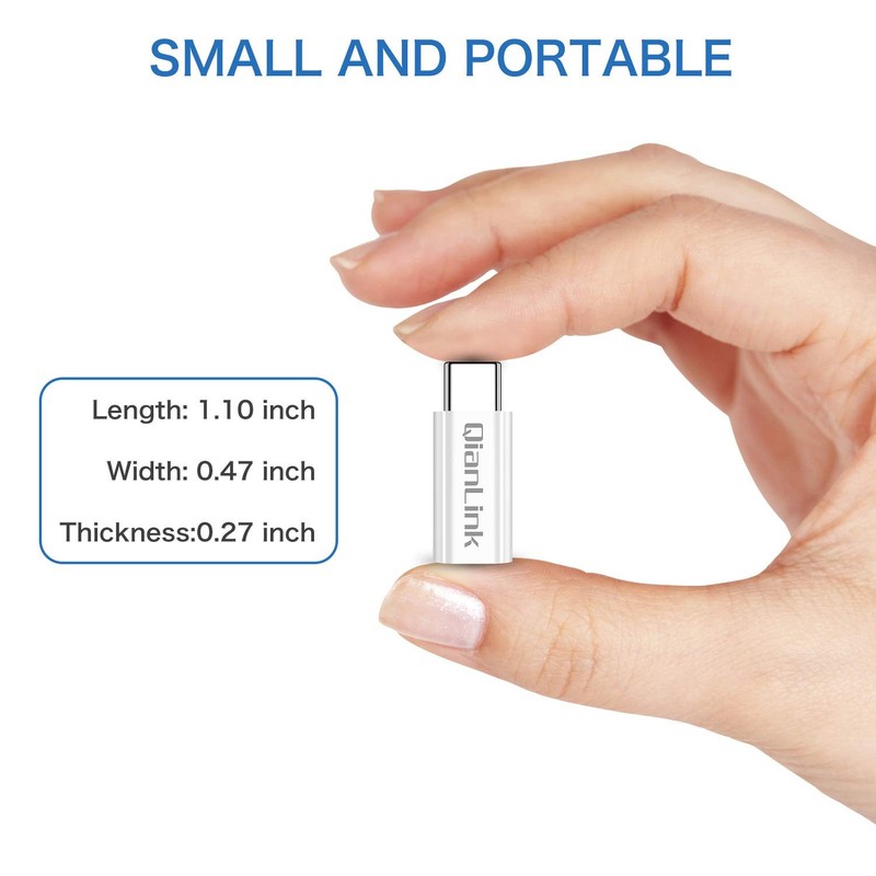 Mini USB to C Adapter, (2-Pack) Female C Male White gallery