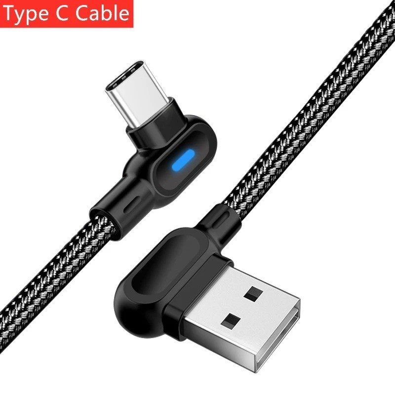 90° Elbow Phone Charger Cable Fast Charging Type-C & Micro USB for iPhone