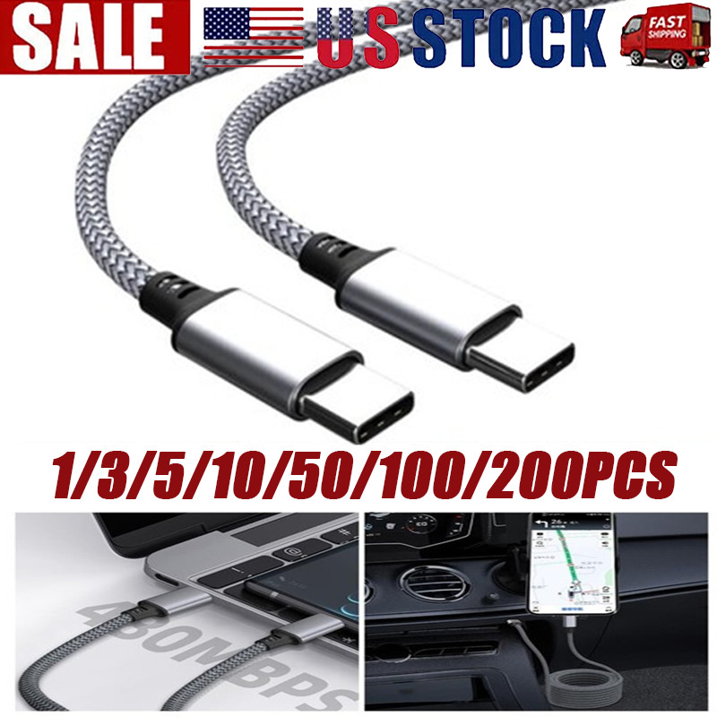 60W USB-C to USB-C Cable Fast Charger lot PD Nylon Cord For iPhone 16 Samsung