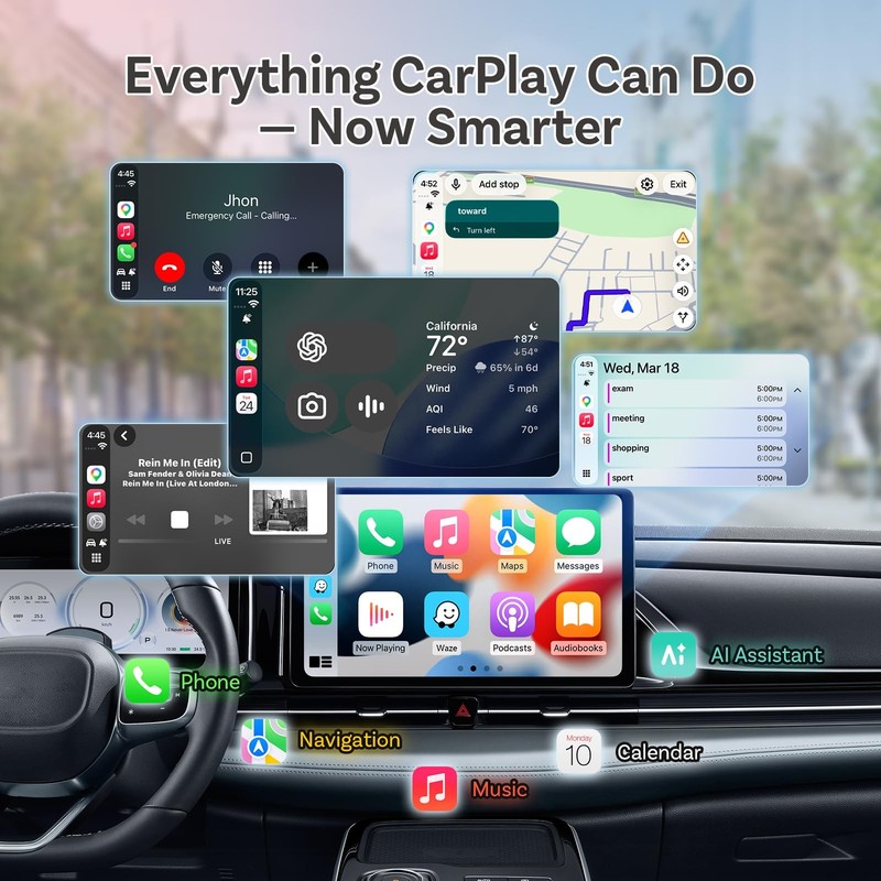Mini Slim, 2026 Upgrade 2in1 Wireless CarPlay & Android Auto Adapter, Plug & ... gallery