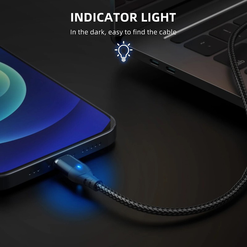 Type C Magnetic 3A LED USB Braided Fast Charger Charging Data Cable For Huawei gallery