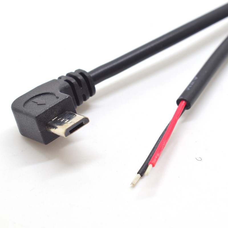 5pcs Left Angle 90D Micro USB Male Plug Cable 2 wires 30cm 12inch 22AWG 5V 3A gallery