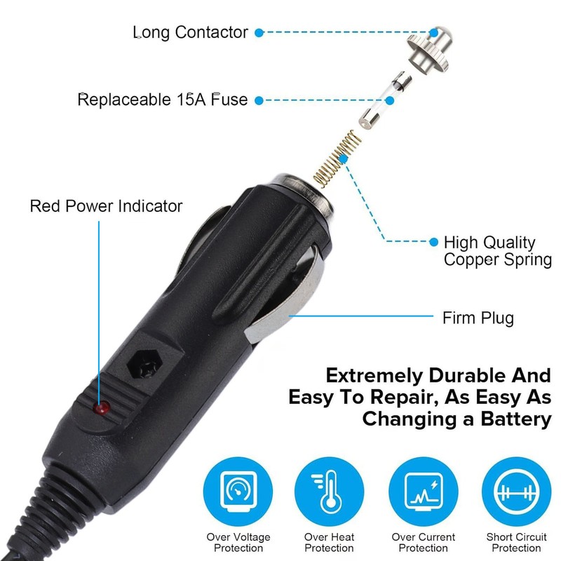 2M Extension Cable 18AWG Cigar Lighter Male To XT60 Female Adapter Charging Cord gallery