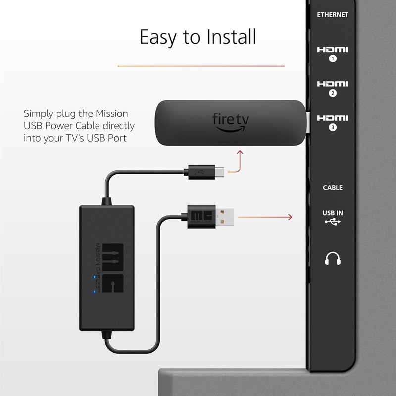 Universal USB Power Cable for Fire TV Stick No Extra Power Adapter gallery