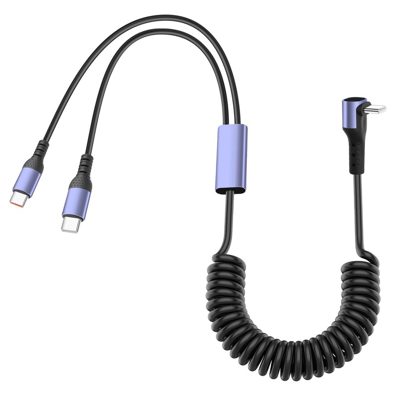 90 Degree USB Type C Spring Cable USB C to 2 Type C Y Splitter Fast Charging …