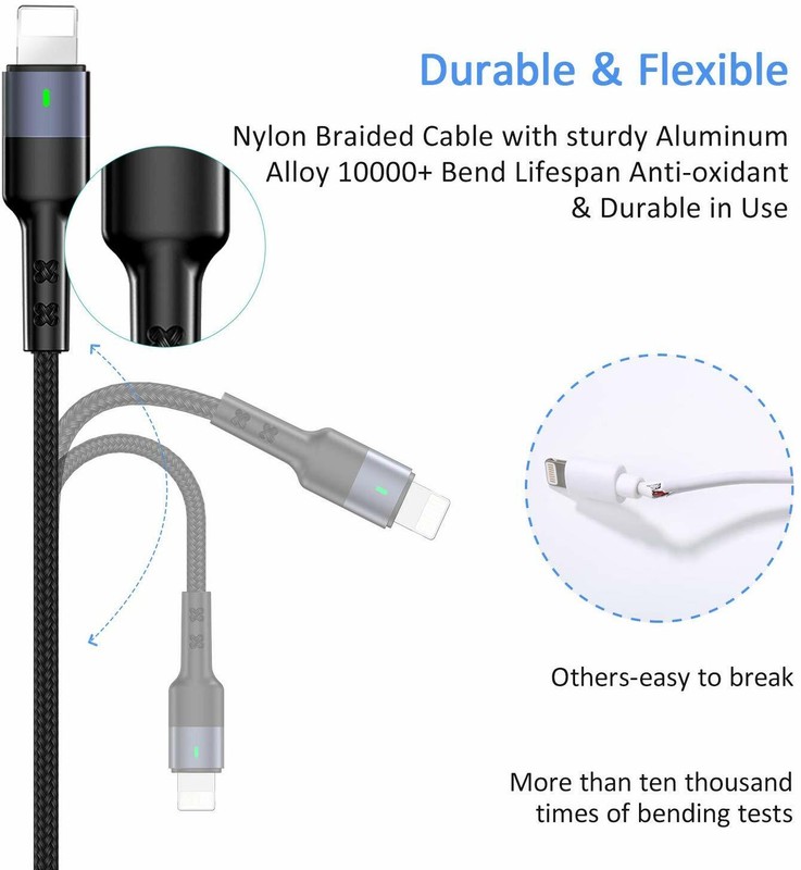 2Pack Fast USB Charging Cable Universal 4 in 1 Braided Type-C + iPhone + Micro gallery