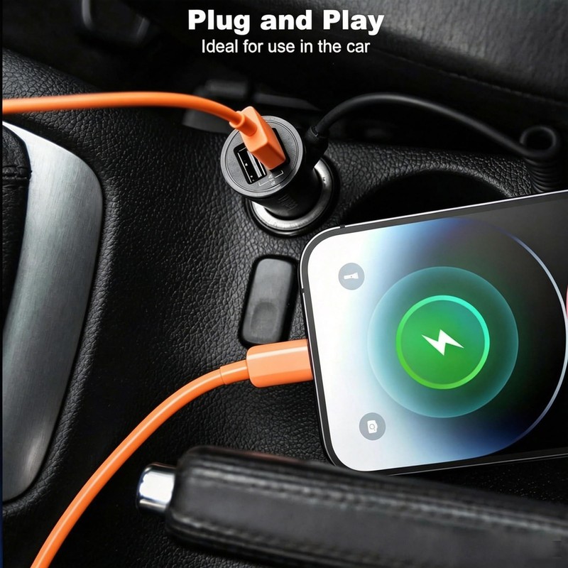Orange iPhone 17/17E Car Carplay Cable for iPhone 17/16/15, 15/16/17 Pro Max ... gallery