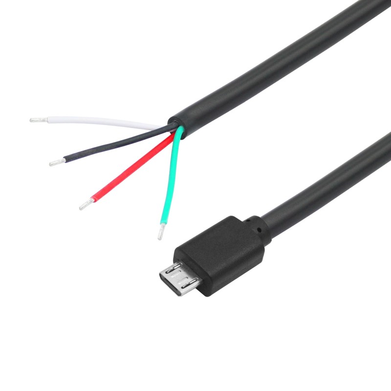 Short Micro USB Male to 4 Pin Bare Wire 11inch Micro USB Male Plug 5V/3A 4 Pi... gallery