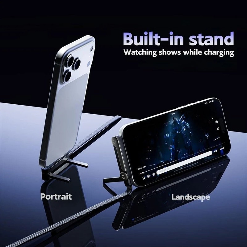 30W USB-C to 8-PIN Fast Charge Cable 2-in-1 Folding iPhone Stand PD Data Cord gallery